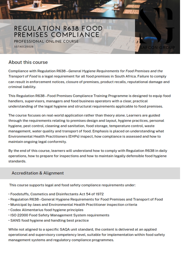 Brochure - Reg R638 Food Premises Compliance_001