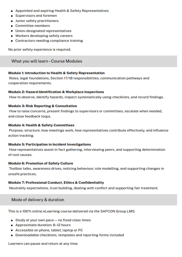 Course Brochure - SGTAEC25002 - Safety Representative_002